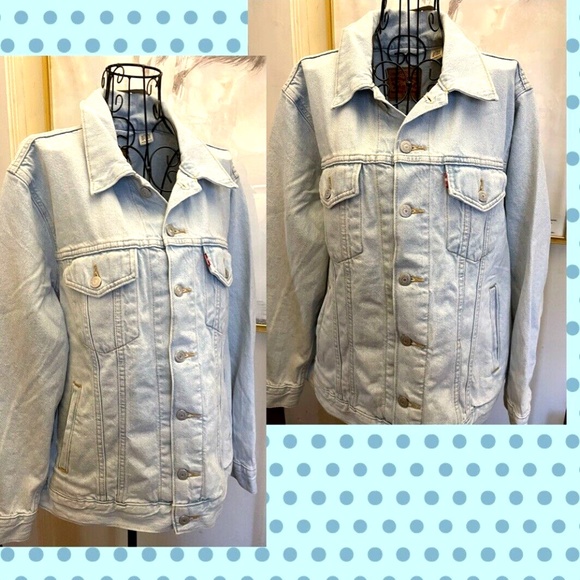 LEVI'S "HOME SWEET HOME" EX-BOYFRIEND JEAN JACKET~LIGHT WASH~100% COTTON~1X - Picture 3 of 8